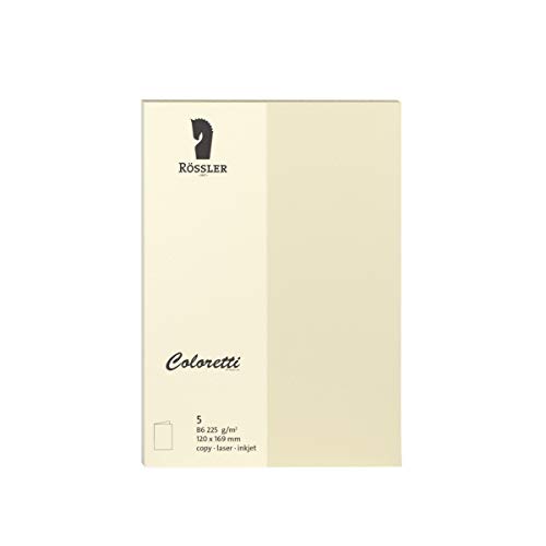 Rössler 220719512 - Coloretti Karten, 220 g/m², DIN B6 hd, creme, 5 Stück von Rössler