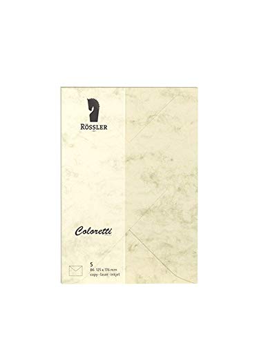 Rössler 220720506 - Coloretti Briefumschläge, 80 g/m², DIN B6, chamois marmora, 5 Stück von Rössler