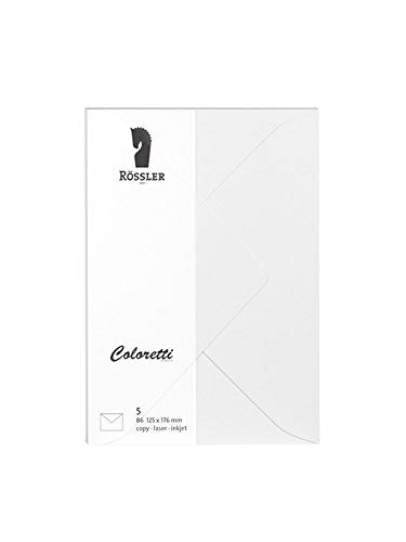 Rössler 220720509 - Coloretti Briefumschläge, 80 g/m², DIN B6, weiß, 5 Stück von Rössler