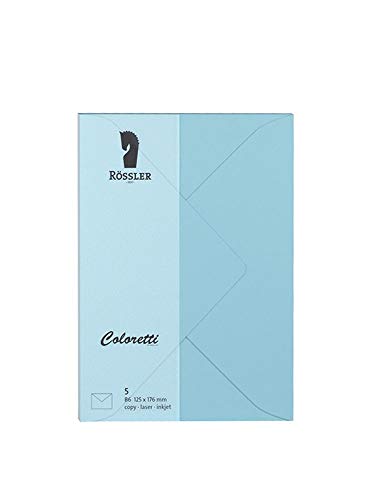 Rössler 220720517 - Coloretti Briefumschläge, 80 g/m², DIN B6, himmelblau, 5 Stück von Rössler