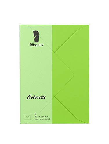 Rössler 220720522 - Coloretti Briefumschläge, 80 g/m², DIN B6, hellgrün, 5 Stück Rössler 220720522 - Coloretti Briefumschläge, 80 g/m², DIN B6, hellgrün, 5 Stück von Rössler
