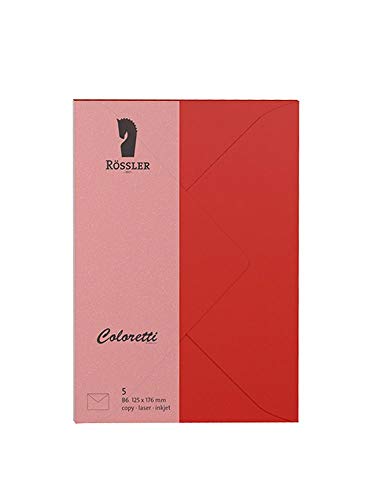 Rössler 220720526 - Coloretti Briefumschläge, 80 g/m², DIN B6, klatschmohn, 5 Stück Rössler 220720526 - Coloretti Briefumschläge, 80 g/m², DIN B6, klatschmohn, 5 Stück von Rössler