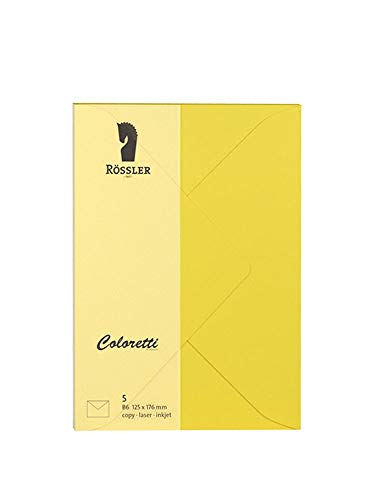 Rössler 220720543 - Coloretti Briefumschläge, 80 g/m², DIN B6, goldgelb, 5 Stück Rössler 220720543 - Coloretti Briefumschläge, 80 g/m², DIN B6, goldgelb, 5 Stück von Rössler