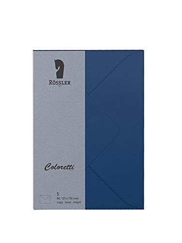 Rössler 220720590 - Coloretti Briefumschläge, 80 g/m², DIN B6, jeans, 5 Stück von Rössler