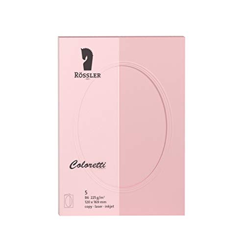 Rössler 220732523 - Coloretti Karten, DIN B6, Passepartout oval, rosa, 5 Stück von Rössler