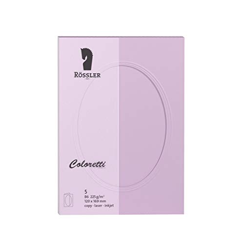 Rössler 220732538 Coloretti Karten, B6, Passepartout oval, 5 Stück, lavendel von Rössler