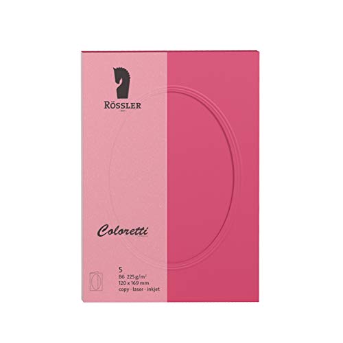Rössler 220732554 - Coloretti Karten, DIN B6, Passepartout oval, pink, 5 Stück von Rössler