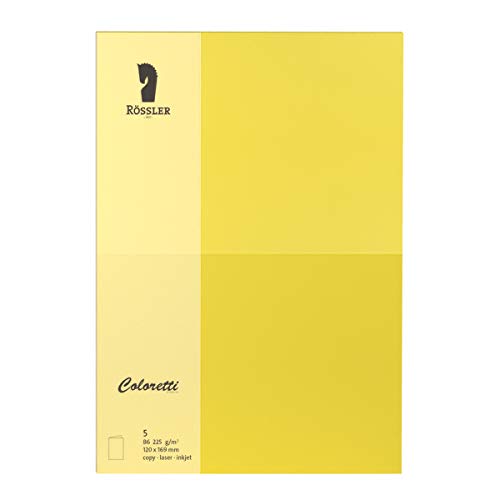 Rössler 220772543 - Coloretti Karten, DIN B6 hd-pl, 220 g/m², goldgelb, 5 Stück von Rössler