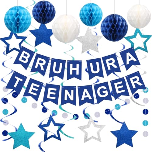 Roetyce 13. Geburtstag Dekorationen Jungen Mädchen, Blau Bruh U Are A Teenager Banner Wabenbälle Hängende Wirbel, Happy 13th Birthday Party Supplies, Lustiger 13 Jahre Alt Foto Hintergrund Roetyce 13. Geburtstag Dekorationen Jungen Mädchen, Blau Bruh U Are A Teenager Banner Wabenbälle Hängende Wirbel, Happy 13th Birthday Party Supplies, Lustiger 13 Jahre Alt Foto Hintergrund von Roetyce
