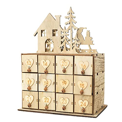 Roexboz Xmas Holz Adventskalender 24 Schubladen für Kinder Weihnachten Dekorationen Weihnachtsdeko Box von Roexboz