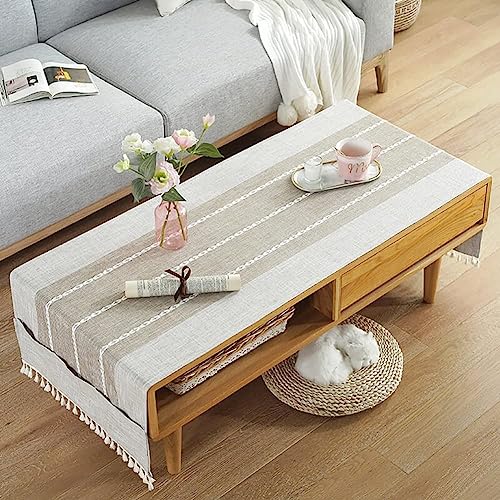Tischdecke aus Baumwolle und Leinen mit seitlicher Tasche, rechteckig, fleckenresistent, für Wohnzimmer, Balkon, Garten, 60 x 160 cm Tischdecke aus Baumwolle und Leinen mit seitlicher Tasche, rechteckig, fleckenresistent, für Wohnzimmer, Balkon, Garten, 60 x 160 cm von RofHaus