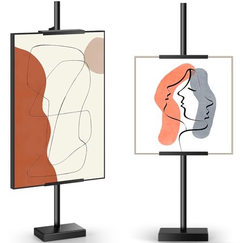 Rofio Verstellbarer Tisch-Staffelei-Ständer – hält Rahmen bis zu 73 cm – robuster Metall-Bilderrahmenhalter für Leinwand, Kunstwerke, Schilder und Zertifikate (schwarz) von Rofio