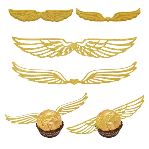 100 Stück Golden Schokolade Flügel,12 * 2.1cm Goldener Schnatz, Gold Glitter Flügel Cupcake Deko, Sicher und Langlebig, Geeignet für Cupcake-Mottopartys, Hochzeitsfeiern, Geburtstagsfeiern 100 Stück Golden Schokolade Flügel,12 * 2.1cm Goldener Schnatz, Gold Glitter Flügel Cupcake Deko, Sicher und Langlebig, Geeignet für Cupcake-Mottopartys, Hochzeitsfeiern, Geburtstagsfeiern von Roinaid