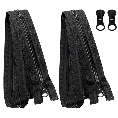 2 Pack Reißverschluss Teilbar, Schlitten Reissverschluss 70 cm mit Zipper 5mm, Endlosreißverschluss Trennende Jacke Reißverschlüsse, Universal Reisverschluß Erweiterung mit 2 reißverschlussanhänger von Roinaid