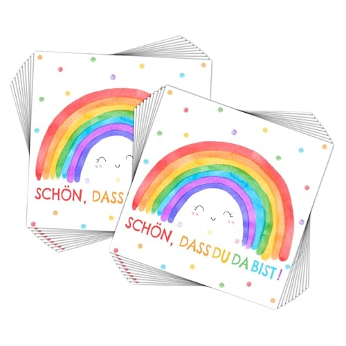 40 Stück Regenbogen Deko Servietten, Servietten Kindergeburtstag,Servietten Einschulung Regenbogen, Tischdekorationen zum Schulanfang für Jungen und Mädchen(33 X 33 Cm) von Roinaid