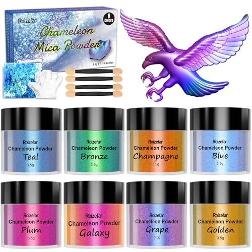 Roizefar Chameleon Powder, 8 * 3.5g Epoxidharz Farbe, chameleon mica powder, epoxy resin pigment powder, Metallpulver für Seifenfarbe, Schmuckherstellung, Nagellack, Malerei von Roizefar