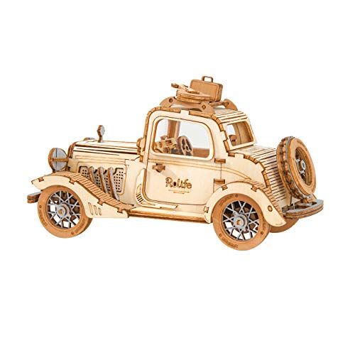 Rolife 3D Holzpuzzle Erwachsene Modellbau Car Modellbausatz Erwachsene Holzbausatz für Erwachsene Basteln 3D Puzzle Kinder Oldtimer 164 Teilen, Vintage Car von Rolife