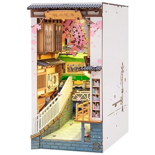 Rolife Sakura Densya DIY Book Nook Kits Modell Holzbausatz,Bookshelf Insert Diorama Bookends, Booknook Bücherregaleinsatz Kits,Japanische Deko Lehrer Geschenk (TGB01) von Rolife