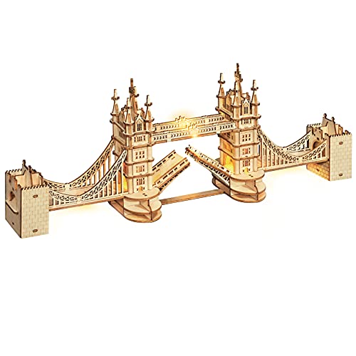 Rolife Holzpuzzle Erwachsene 3D Modellbau Holzbausatz für Erwachsene Teenager 113 Teilen, Tower Bridge von Rolife