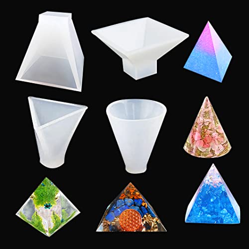 Rolin Roly 4 PCS Silikonform Wiederverwendbar Pyramide Silikon Form Harz DIY Silikonform Gießform Resin Mold Clear Silikon Epoxidharz Formen pyramiden gießform von Rolin Roly