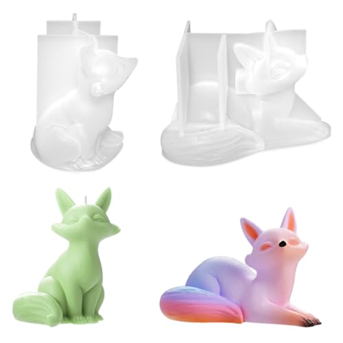 Rolin Roly Mini 3D Silicone Fox Mold for Cake Decorating, Resin Epoxy Casting Polymer Clay Mould,Beeswax Candle Mold (2PCS) von Rolin Roly