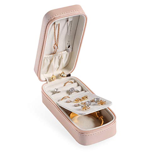 Rolin Roly Schmuckkästchen Klein Reise Schmuckschatulle Damen Kinder Mädchen Ohrringe Leder Schmuckaufbewahrung Jewelry Box Schmuckkoffer Tragbar (Pink) von Rolin Roly
