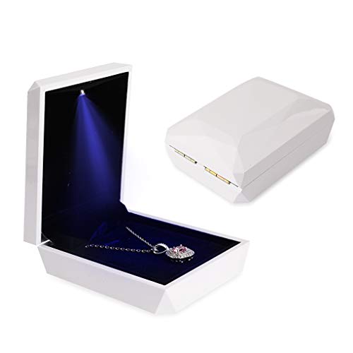 Rolin Roly Schmuckschatulle mit LED Light Schmuck Ringbox Schmuck Lagerung Schmuckschatullen Geschenkbox für Halskette Anhänger Valentinstag (White) von Rolin Roly