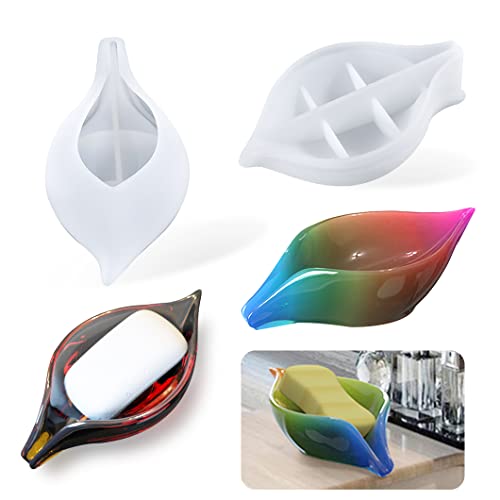 Rolin Roly Seifenschale Silikonform Seife Drain Harzform Blatt Halter Epoxid Gießform Resin Soap Silicone Molud for DIY Leaf Soap Dish Schmuckteller Haus Dekoration von Rolin Roly