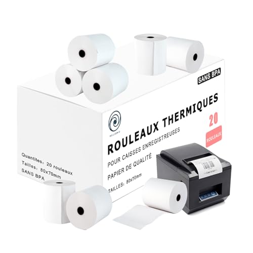 Premium Thermopapierrolle Papierrolle – 20 Rollen für Kassenbon – 80 mm x 70 mm – 12 mm Dorn – für Registrierkassen, POS-Terminal, EPOS-Drucker und viele andere ohne BPA Rollgenio Premium Thermopapierrolle Papierrolle – 20 Rollen für Kassenbon – 80 mm x 70 mm – 12 mm Dorn – für Registrierkassen, POS-Terminal, EPOS-Drucker und viele andere ohne BPA Rollgenio von Rollgenio
