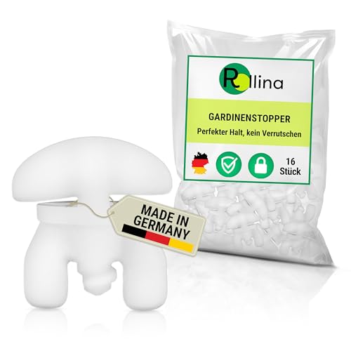 Rollina Gardinenstopper (16 Stück) Universal Feststeller für Schienen - Vorhangfeststeller - Standardgröße für Schienensysteme mit 3-10 mm Innenlauf von Rollina