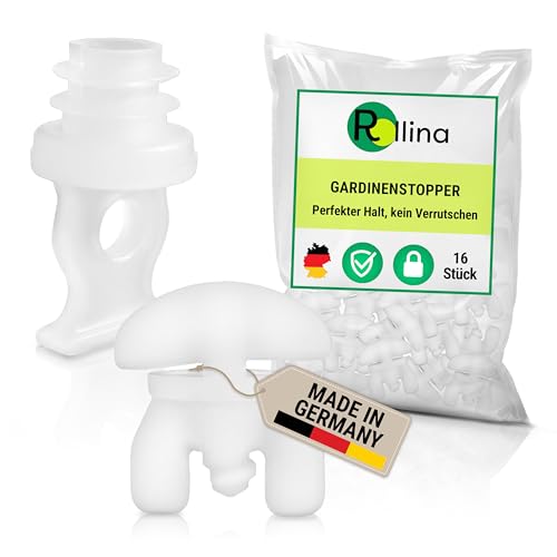 Rollina Gardinenstopper für Schienen | Stopper für Gardinenschiene | Standardgröße für Vorhangschienen mit 3-10 mm Laufkanal (10 Zwischen- & 6 Endfeststeller) von Rollina