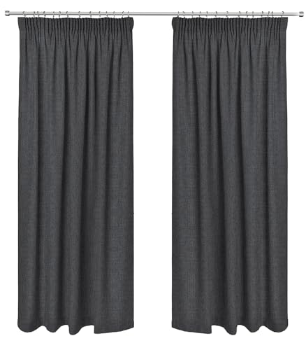 Rollmayer 2Stück Vorhänge mit Bleistiftband. Gardinen für Schlafzimmer, Kinderzimmer, Wohnzimmer, Hotelvorhänge, Hochwertige Vorhänge zu attraktiven Preisen(Melange Grau 68, 140x150 cm - BxH) von Rollmayer
