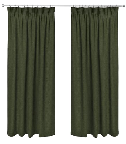 Rollmayer 2Stück Vorhänge mit Bleistiftband. Gardinen für Schlafzimmer, Kinderzimmer, Wohnzimmer, Hotelvorhänge, Hochwertige Vorhänge zu attraktiven Preisen(Melange Grün 333, 140x215 cm - BxH) von Rollmayer