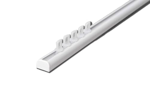 Rollmayer Aluminium Gardinenschiene Mini im Weiß mit Deckenbefestigung (mit Ösengleiter, 180cm) glänzend 1-läufig Vorhangschiene Innenlaufschiene für Schiebevorhänge, Gardinen und Vorhänge von Rollmayer