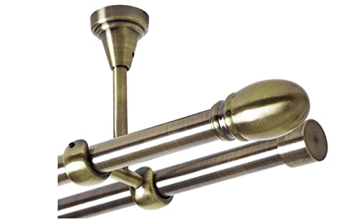Rollmayer Gardinenstange - Hanging Rod, Metall, Deckenmontage, Glänzend, Gold, 2-läufig, Ø19mm Rollmayer Gardinenstange - Hanging Rod, Metall, Deckenmontage, Glänzend, Gold, 2-läufig, Ø19mm von Rollmayer