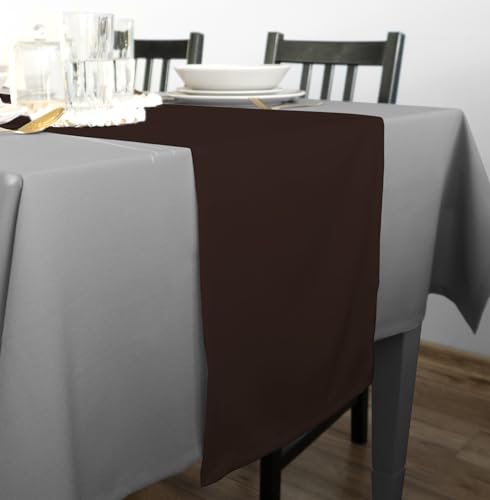Rollmayer Hochwertiger Tischwäsche Tischdecke Uni einfarbig Pflegeleicht Kollektion Vivid, Farbe & Größe wählbar (Braun 28, 30x100cm) von Rollmayer