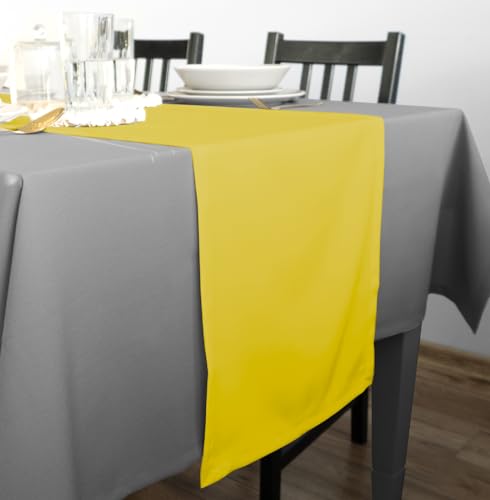 Rollmayer Hochwertiger Tischwäsche Tischdecke Uni einfarbig Pflegeleicht Kollektion Vivid, Farbe & Größe wählbar (Gelb 5, 30x80cm) von Rollmayer
