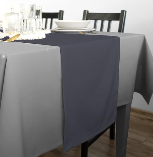 Rollmayer Hochwertiger Tischwäsche Tischdecke Uni einfarbig Pflegeleicht Kollektion Vivid, Farbe & Größe wählbar (Grafit 33, 30x100cm) von Rollmayer
