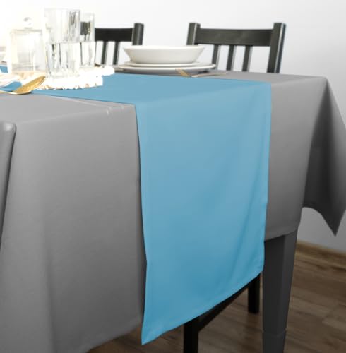Rollmayer Hochwertiger Tischwäsche Tischdecke Uni einfarbig Pflegeleicht Kollektion Vivid, Farbe & Größe wählbar (Himmelblau 14, 40x120cm) von Rollmayer
