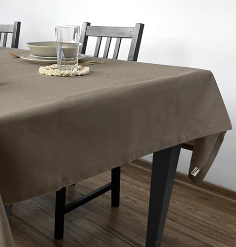 Rollmayer Tischdecke Tischtuch Tischwäsche Gastronomie Kollektion Velvet Uni einfarbig pflegeleicht waschbar (Braun 273, 120x120cm) von Rollmayer