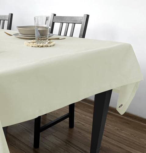 Rollmayer Tischdecke Tischtuch Tischwäsche Gastronomie Kollektion Velvet Uni einfarbig pflegeleicht waschbar (Creme 163, 140x260cm) von Rollmayer