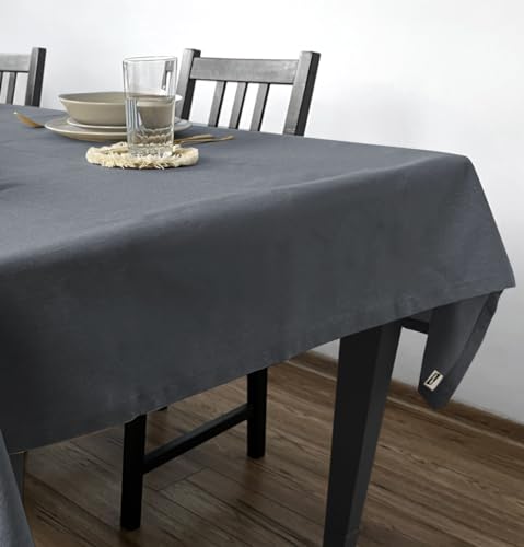 Rollmayer Tischdecke Tischtuch Tischläufer Tischwäsche Gastronomie Kollektion Velvet Uni einfarbig pflegeleicht waschbar (Grafit 219, 120x220cm) von Rollmayer