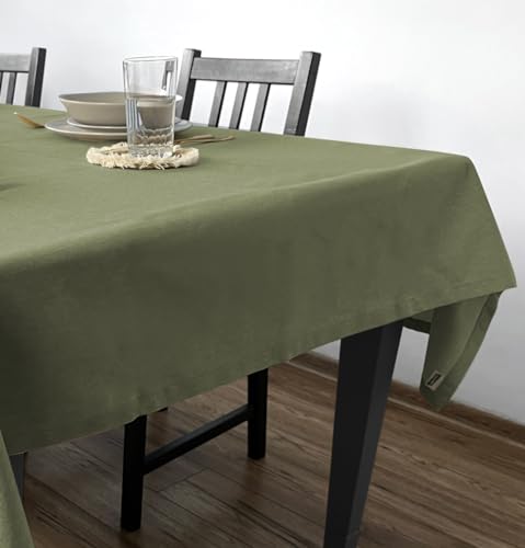 Rollmayer Tischdecke Tischtuch Tischwäsche Gastronomie Kollektion Velvet Uni einfarbig pflegeleicht waschbar (Olivgrün 21, 110x110cm) von Rollmayer