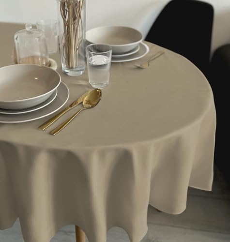 Rollmayer Tischdecke Tischtuch Tischwäsche Gastronomie Kollektion Vivid Uni einfarbig pflegeleicht waschbar(Beige 3, Oval 140x260cm) von Rollmayer