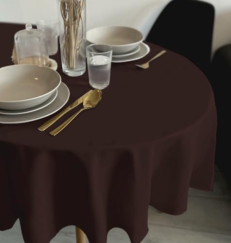Rollmayer Tischdecke Tischtuch Tischwäsche Gastronomie Kollektion Vivid Uni einfarbig pflegeleicht waschbar(Braun 28, Oval 120x220cm) von Rollmayer