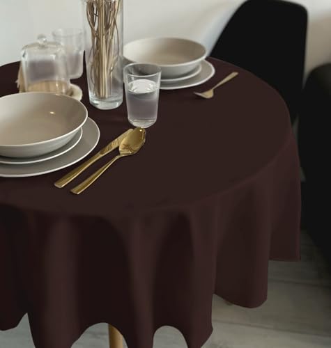 Rollmayer Tischdecke Tischtuch Tischwäsche Gastronomie Kollektion Vivid Uni einfarbig pflegeleicht waschbar 21 Farben zur Auswahl, Produkt für den täglichen Gebrauch(Braun 28, Rund Ø 140cm) von Rollmayer