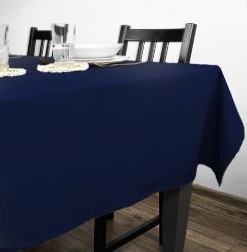Rollmayer Tischdecke Tischtuch Tischläufer Tischwäsche Gastronomie Kollektion Vivid Uni einfarbig pflegeleicht waschbar (Dunkel Blau 16, 140x300cm) von Rollmayer