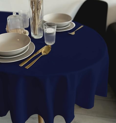 Rollmayer Tischdecke Tischtuch Tischwäsche Gastronomie Kollektion Vivid Uni einfarbig pflegeleicht waschbar(Dunkel Blau 16, Oval 120x260cm) von Rollmayer