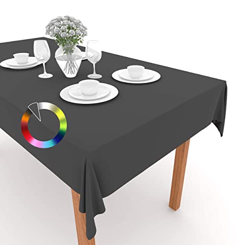 Rollmayer Tischdecke Tischtuch Tischwäsche Gastronomie Kollektion Vivid Uni einfarbig pflegeleicht waschbar(Dunkel Grafit 61, 140x400cm) von Rollmayer