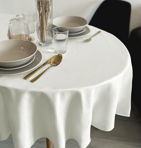 Rollmayer Tischdecke Tischtuch Tischwäsche Gastronomie Kollektion Vivid Uni einfarbig pflegeleicht waschbar(Ecru 2, Oval 120x180cm) von Rollmayer